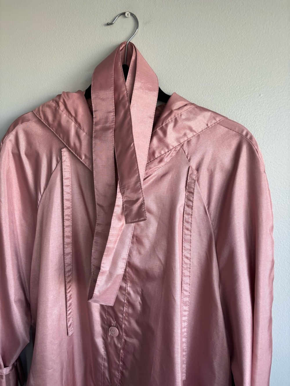 Beautiful Vintage Alorna Pink Hooded Belted Rain Trench Coat Women’s 11/12 - Picture 11 of 11